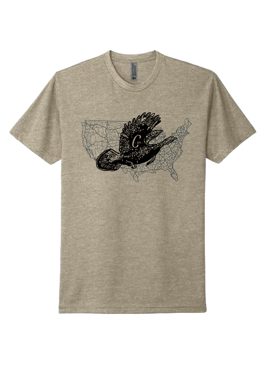 Road Map T-Shirt - Heather Tan