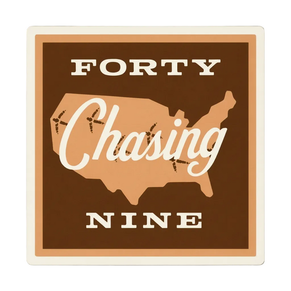 Chasing 49 The Patch turkey hunting sticker with vintage map design