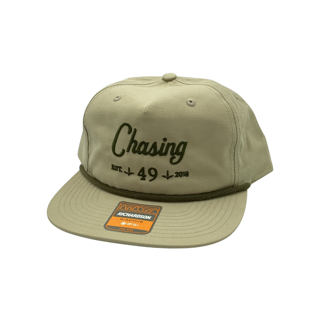Chasing 49 Original khaki rope hat with classic script log