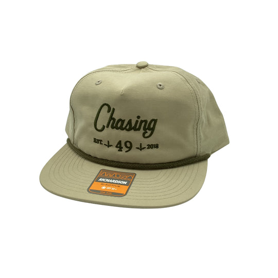 Chasing 49 Original khaki rope hat with classic script log